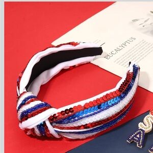 Sequin Embellished Red, Blue, and White Headband